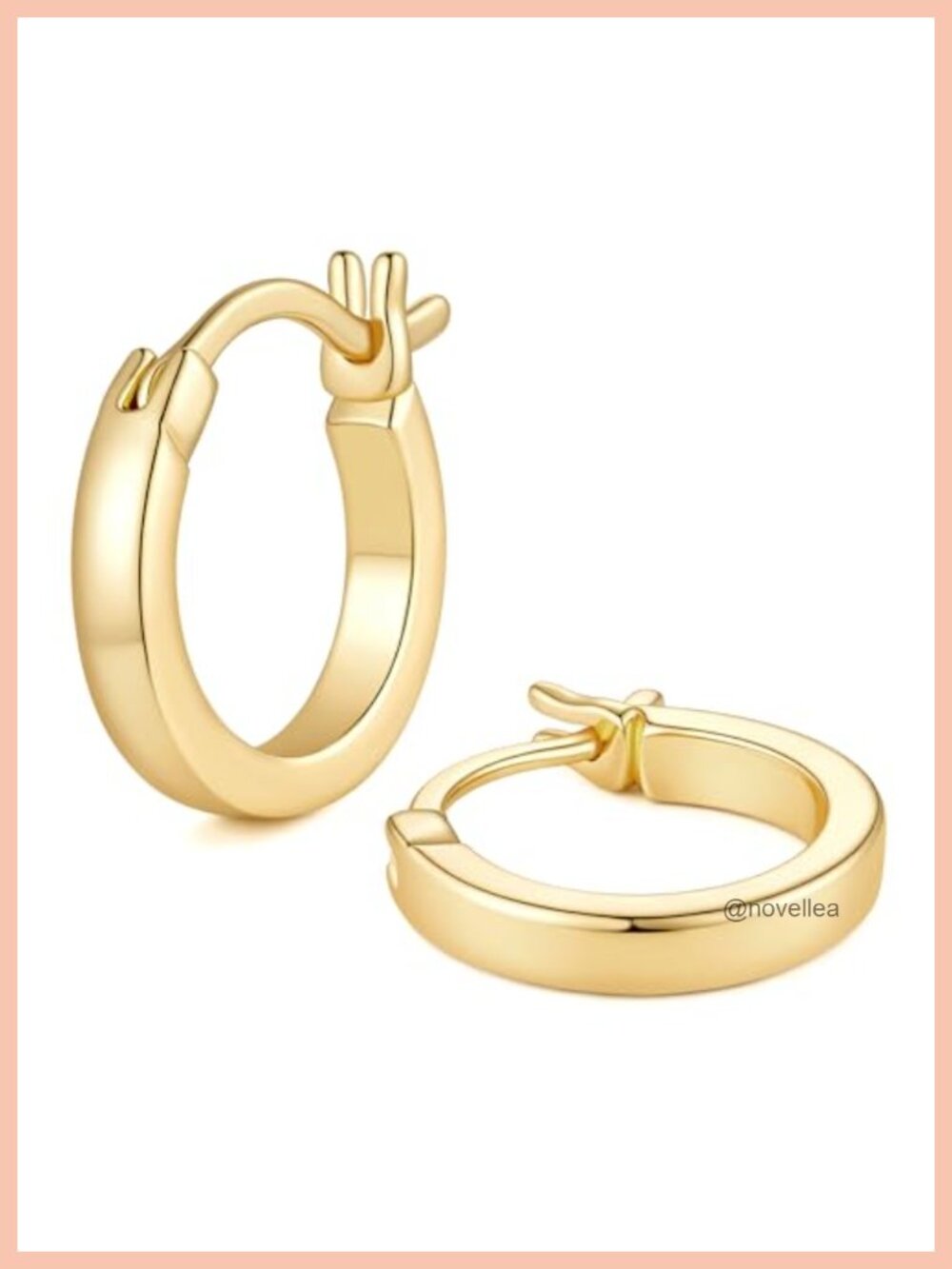14k Gold Plated Hoop Earrings for Women Secure Latch Back Multiple Sizes